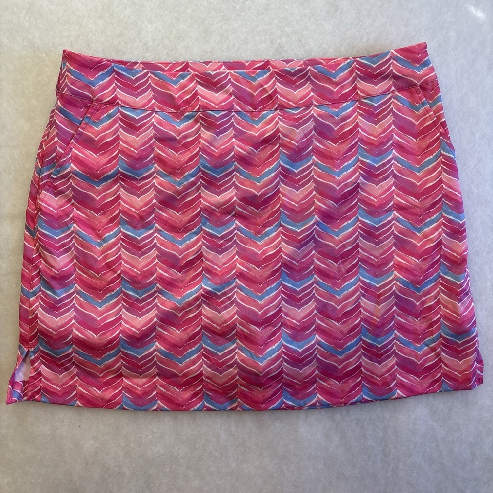 Vineyard Vines Women's Pink Geometric Athletic Skort Size 16 Golf Tennis Pockets